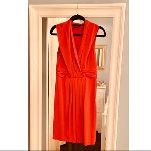 BCBG gathered coral cocktail dress